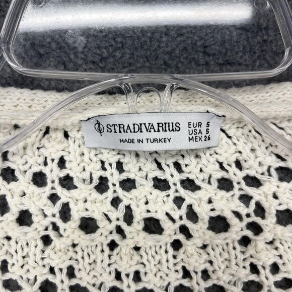 Stradivarius Sweater Womens Small Cropped Crochet Open Knit Bolero Cardigan boho - Picture 9 of 16